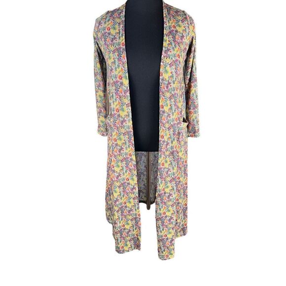 Lularoe XS Sarah cardigan multicolored yellow floral dainty flowers New - Picture 1 of 5